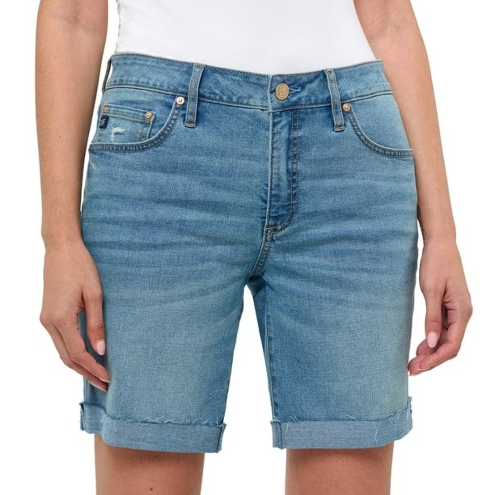 Size 4 Relaxed Bermuda Cuffed Denim Shorts Color-Thrive Cotton-Polyester-Spandex